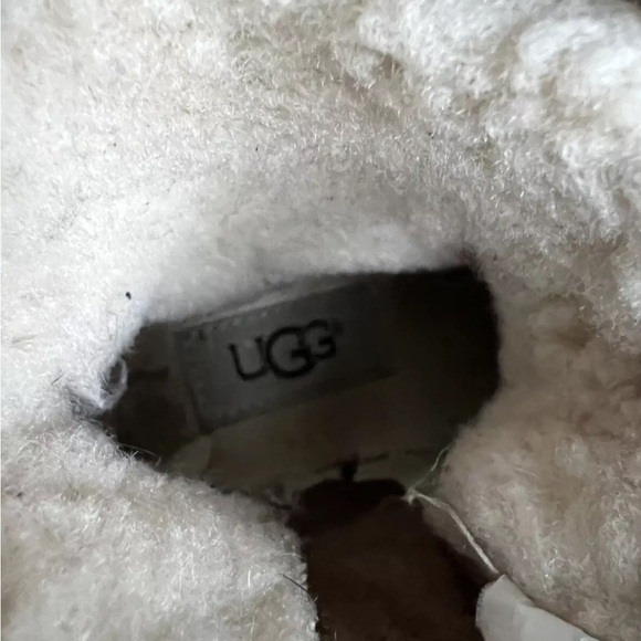 Uggs Girls Ugg Boots Size 7 Leather Suede Wool Winter Footwear Zip Closure Brown - Picture 7 of 8